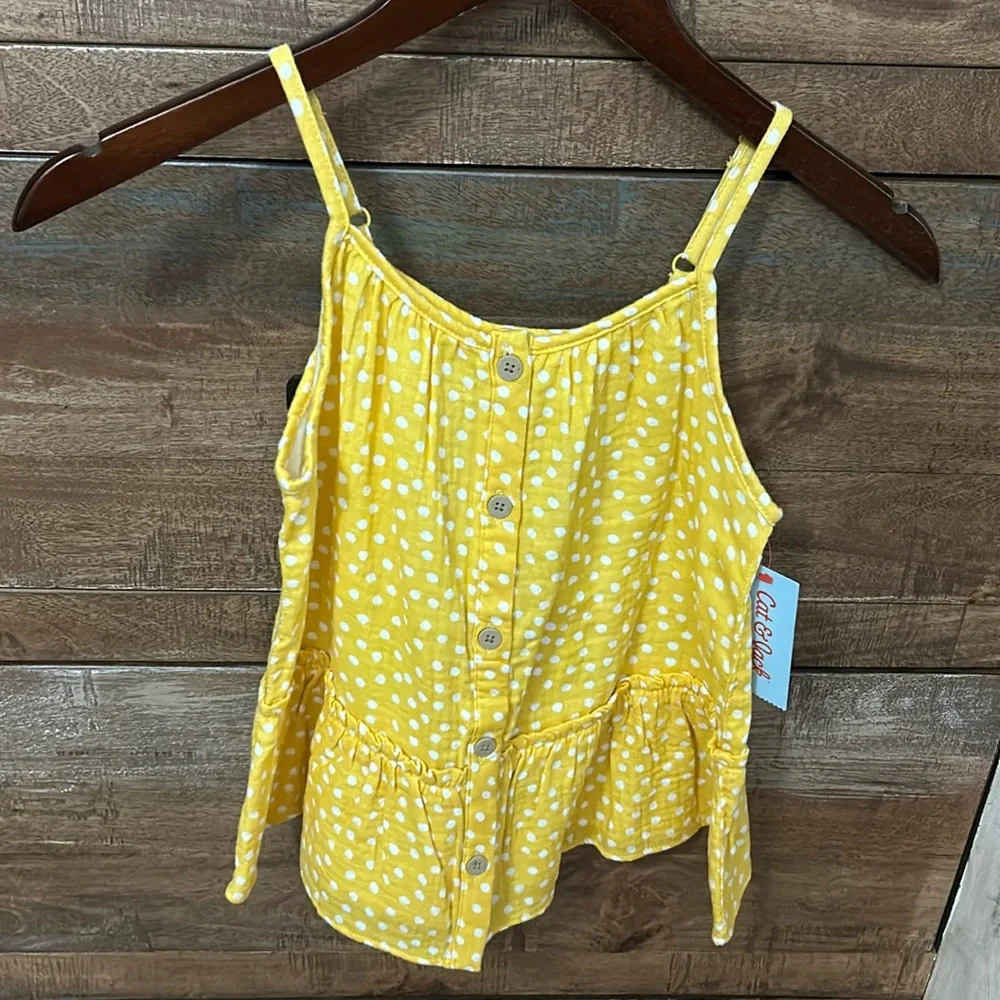 NWT Cat & Jack Yellow Gauze Tank Top - Size 7/8